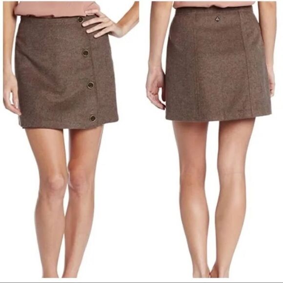 Prana Nicky Wrap Side Button Mini Skirt Espresso Brown Size 2 - Picture 1 of 8